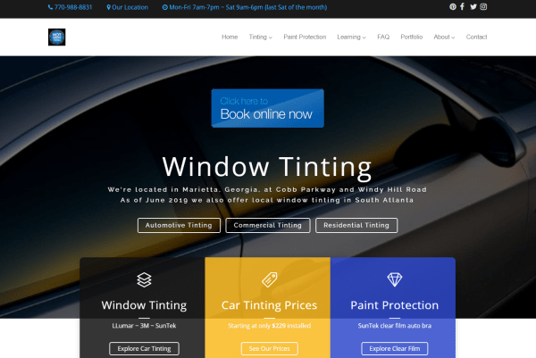 Window Tinting Web Design
