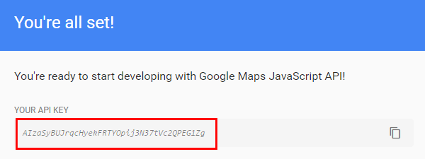 Google Maps API Key Confirmation