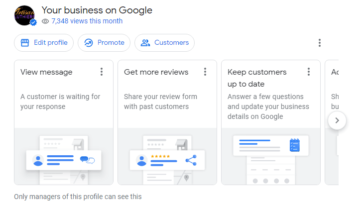 Google Business Profile online interface to manage listing