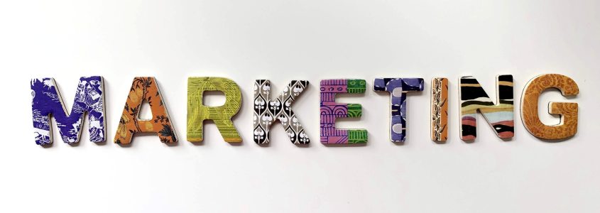 Marketing spelled out with colorful letters