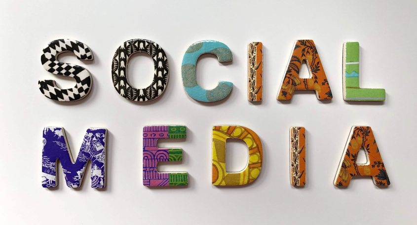 Social media spelled with colorful letters